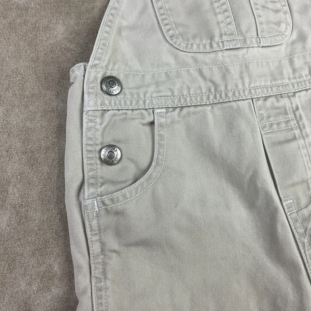 Vintage‎ Y2K Gap Kids Shortalls Short Bib Overalls Denim Beige Baby 6-12 Months